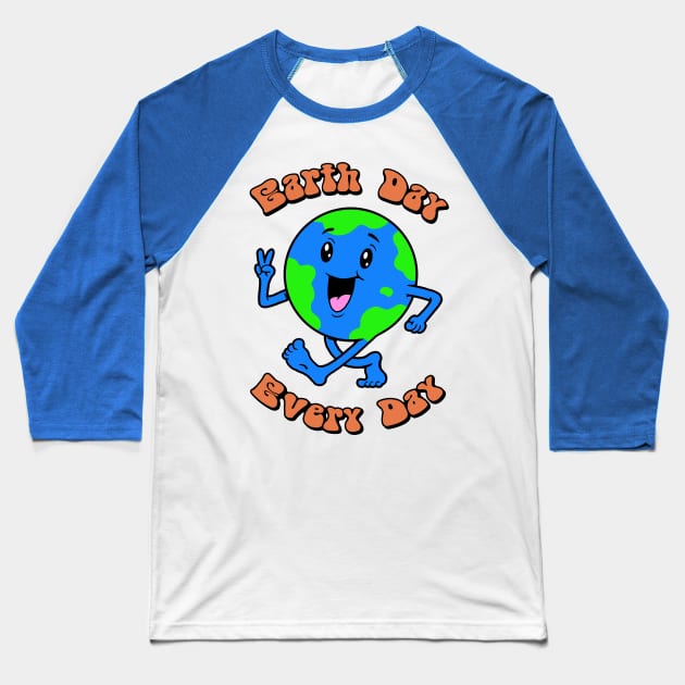 Earth Day Every Day! Back Print Baseball T-Shirt by Vincent Trinidad Art